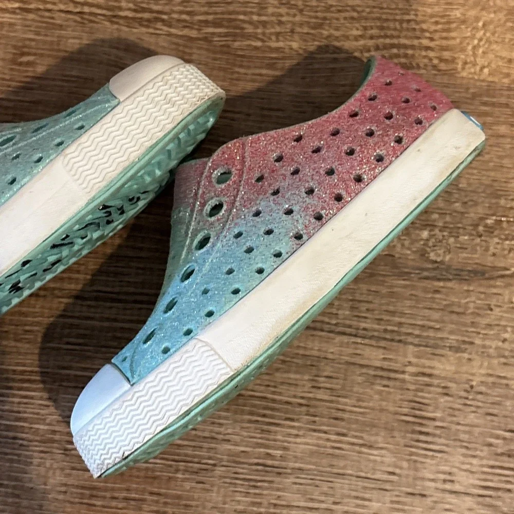 Native Kids Glitter Aqua-Pink Slip-On Shoes Toddler size 6